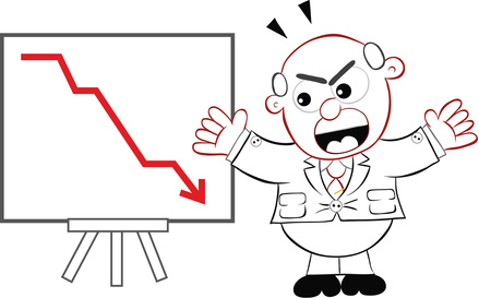 Business Cartoon - Cartoon Boss Man Angry at Chart