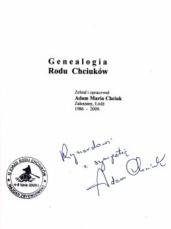 Strona tytuowa genealogii rodu Chciukw