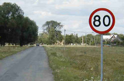 Znak drogowy 80 km/godz.